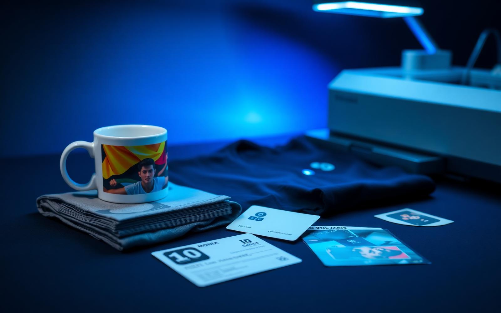 IT Brothers premium printing and customization products — mug, t-shirt, PVC cards, business cards